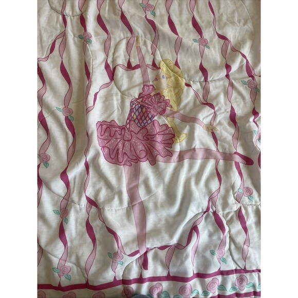 Barbie 1995 Vintage Twin Comforter Blanket Pink Princess Ballerina - Picture 7 of 11